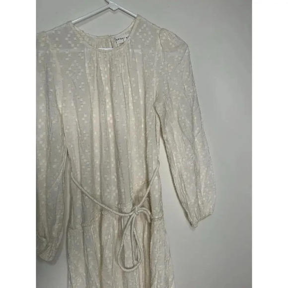 Apiece Apart Dress Womens 4 Sofie Cream Textured Midi Peasant Boho Lightweight - Picture 4 of 14
